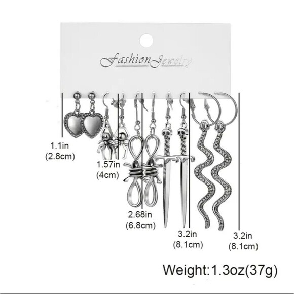 HEART snake earrings Spider sword Slipknot snake earring bundle - Picture 4 of 4